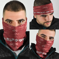 Red Hawaii Palm Tree Hibiscus Neck Gaiter Fantasy Summer Vibe LT01 - Polynesian Pride