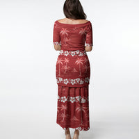 Red Hawaii Palm Tree Hibiscus Puletasi Fantasy Summer Vibe LT01 - Polynesian Pride