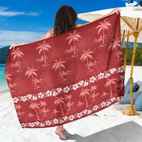 Red Hawaii Palm Tree Hibiscus Sarong Fantasy Summer Vibe LT01 One Size 44 x 66 inches Red - Polynesian Pride