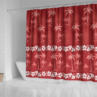 Red Hawaii Palm Tree Hibiscus Shower Curtain Fantasy Summer Vibe LT01 - Polynesian Pride
