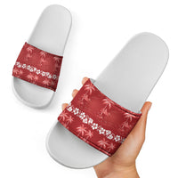 Red Hawaii Palm Tree Hibiscus Slide Sandals Fantasy Summer Vibe LT01 - Polynesian Pride
