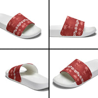 Red Hawaii Palm Tree Hibiscus Slide Sandals Fantasy Summer Vibe LT01 - Polynesian Pride