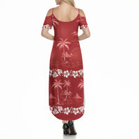Red Hawaii Palm Tree Hibiscus Summer Maxi Dress Fantasy Summer Vibe