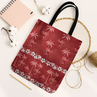 Red Hawaii Palm Tree Hibiscus Tote Bag Fantasy Summer Vibe LT01 Black Strap One Size Red - Polynesian Pride