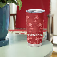Red Hawaii Palm Tree Hibiscus Tumbler Cup Fantasy Summer Vibe LT01 - Polynesian Pride