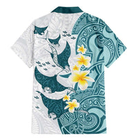 Maori Manta Ray Plumeria Teal Family Matching Mermaid Dress and Hawaiian Shirt LT01 - Polynesian Pride