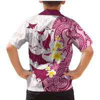Maori Manta Ray Plumeria Royal Pink Family Matching Mermaid Dress and Hawaiian Shirt LT01 - Polynesian Pride