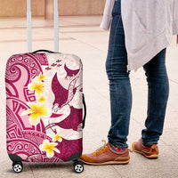 Maori Manta Ray Plumeria Royal Pink Luggage Cover LT01 Pink - Polynesian Pride