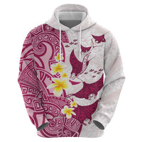 Maori Manta Ray Plumeria Royal Pink Zip Hoodie LT01 - Polynesian Pride