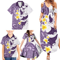 Maori Manta Ray Plumeria Deep Purple Family Matching Summer Maxi Dress and Hawaiian Shirt LT01 - Polynesian Pride