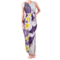 Maori Manta Ray Plumeria Deep Purple Family Matching Tank Maxi Dress and Hawaiian Shirt LT01 Mom's Dress Purple - Polynesian Pride