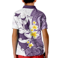 Maori Manta Ray Plumeria Deep Purple Kid Polo Shirt