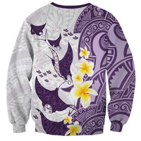 Maori Manta Ray Plumeria Deep Purple Sweatshirt