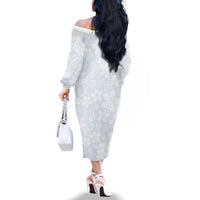 Plumeria Floral White Sunday Family Matching Off The Shoulder Long Sleeve Dress and Hawaiian Shirt LT01 - Polynesian Pride