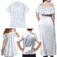 Plumeria Floral White Sunday Family Matching Off Shoulder Maxi Dress and Hawaiian Shirt LT01 - Polynesian Pride