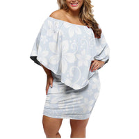 Plumeria Floral White Sunday Family Matching Off Shoulder Short Dress and Hawaiian Shirt LT01 Mom's Dress White - Polynesian Pride