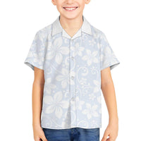 Plumeria Floral White Sunday Family Matching Off Shoulder Short Dress and Hawaiian Shirt LT01 Son's Shirt White - Polynesian Pride