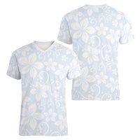 Plumeria Floral White Sunday Women V-Neck T-Shirt