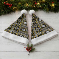Fiji Masi Tapa Pattern Yellow Christmas Santa Hat - Polynesian Pride
