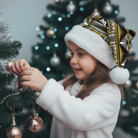 Fiji Masi Tapa Pattern Yellow Christmas Santa Hat - Polynesian Pride