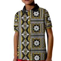 Fiji Masi Tapa Pattern Yellow Kid Polo Shirt LT01 Kid Yellow - Polynesian Pride