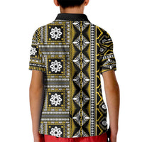 Fiji Masi Tapa Pattern Yellow Kid Polo Shirt LT01 - Polynesian Pride