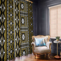 Fiji Masi Tapa Pattern Yellow Window Curtain - Polynesian Pride