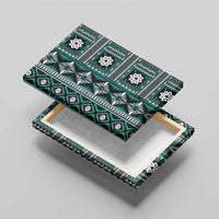 Fiji Masi Tapa Pattern Teal Canvas Wall Art - Polynesian Pride