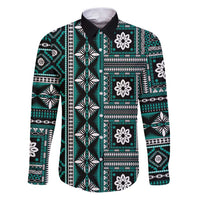 Fiji Masi Tapa Pattern Teal Family Matching Puletasi and Hawaiian Shirt - Polynesian Pride