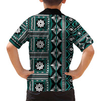 Fiji Masi Tapa Pattern Teal Hawaiian Shirt - Polynesian Pride