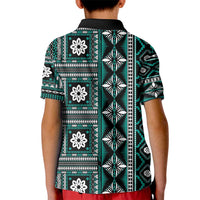 Fiji Masi Tapa Pattern Teal Kid Polo Shirt LT01 - Polynesian Pride