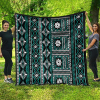 Fiji Masi Tapa Pattern Teal Quilt - Polynesian Pride