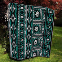 Fiji Masi Tapa Pattern Teal Quilt - Polynesian Pride