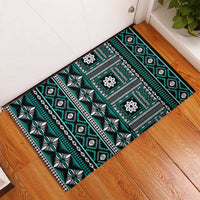 Fiji Masi Tapa Pattern Teal Rubber Doormat - Polynesian Pride