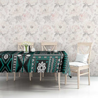 Fiji Masi Tapa Pattern Teal Tablecloth - Polynesian Pride