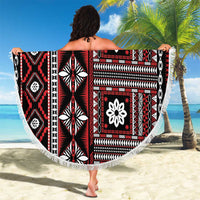 Fiji Masi Tapa Pattern Red Beach Blanket - Polynesian Pride