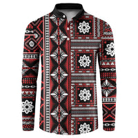 Fiji Masi Tapa Pattern Red Button Sweatshirt - Polynesian Pride