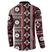 Fiji Masi Tapa Pattern Red Button Sweatshirt - Polynesian Pride