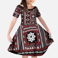 Fiji Masi Tapa Pattern Red Family Matching Mermaid Dress and Hawaiian Shirt - Polynesian Pride