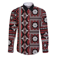 Fiji Masi Tapa Pattern Red Family Matching Short Sleeve Bodycon Dress and Hawaiian Shirt - Polynesian Pride