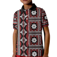 Fiji Masi Tapa Pattern Red Kid Polo Shirt LT01 Kid Red - Polynesian Pride