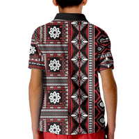 Fiji Masi Tapa Pattern Red Kid Polo Shirt LT01 - Polynesian Pride