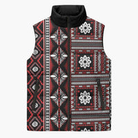 Fiji Masi Tapa Pattern Red Sleeveless Puffer Jacket - Polynesian Pride