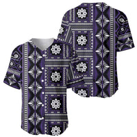 Fiji Masi Tapa Pattern Purple Baseball Jersey - Polynesian Pride