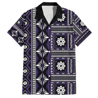 Fiji Masi Tapa Pattern Purple Family Matching Tank Maxi Dress and Hawaiian Shirt LT01 Dad's Shirt - Short Sleeve Purple - Polynesian Pride