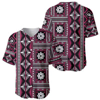 Fiji Masi Tapa Pattern Pink Baseball Jersey - Polynesian Pride