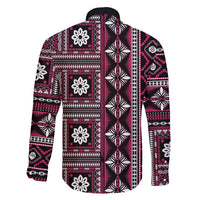 Fiji Masi Tapa Pattern Pink Family Matching Short Sleeve Bodycon Dress and Hawaiian Shirt - Polynesian Pride