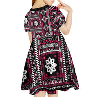 Fiji Masi Tapa Pattern Pink Kid Short Sleeve Dress - Polynesian Pride