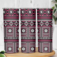 Fiji Masi Tapa Pattern Pink Skinny Tumbler - Polynesian Pride