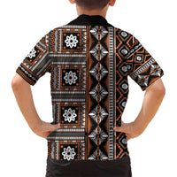 Fiji Masi Tapa Pattern Orange Family Matching Tank Maxi Dress and Hawaiian Shirt - Polynesian Pride